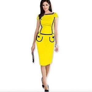 Elegant Yellow Dress with Black Accents